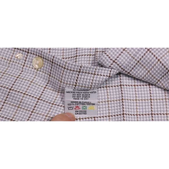 Hickey-Freeman Current Gray Gold Check Cotton Dress Shirt Medium - Picture 7 of 7